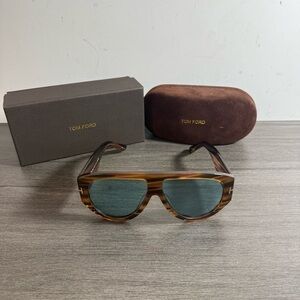 Tom Ford Tortoiseshell Brown Frame Sunglasses with Green Lenses
